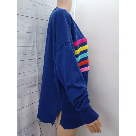 Crown & Ivy Womens Stripe Rainbow Sweater Top Soft Comfy Side Slits Sz L - Picture 4 of 9